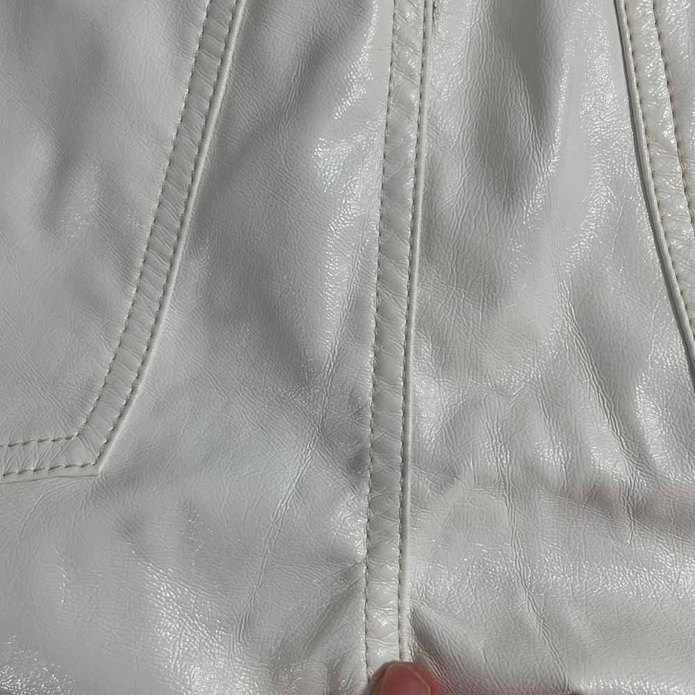 HUDSON Rosie High Rise Patent Egret Faux Leather Cropped Wide‎ Leg Pants Size 27 - Picture 9 of 13